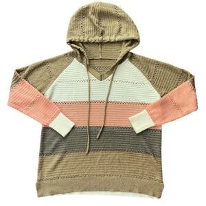 Color Block Lightweight Knit Hoodie XL